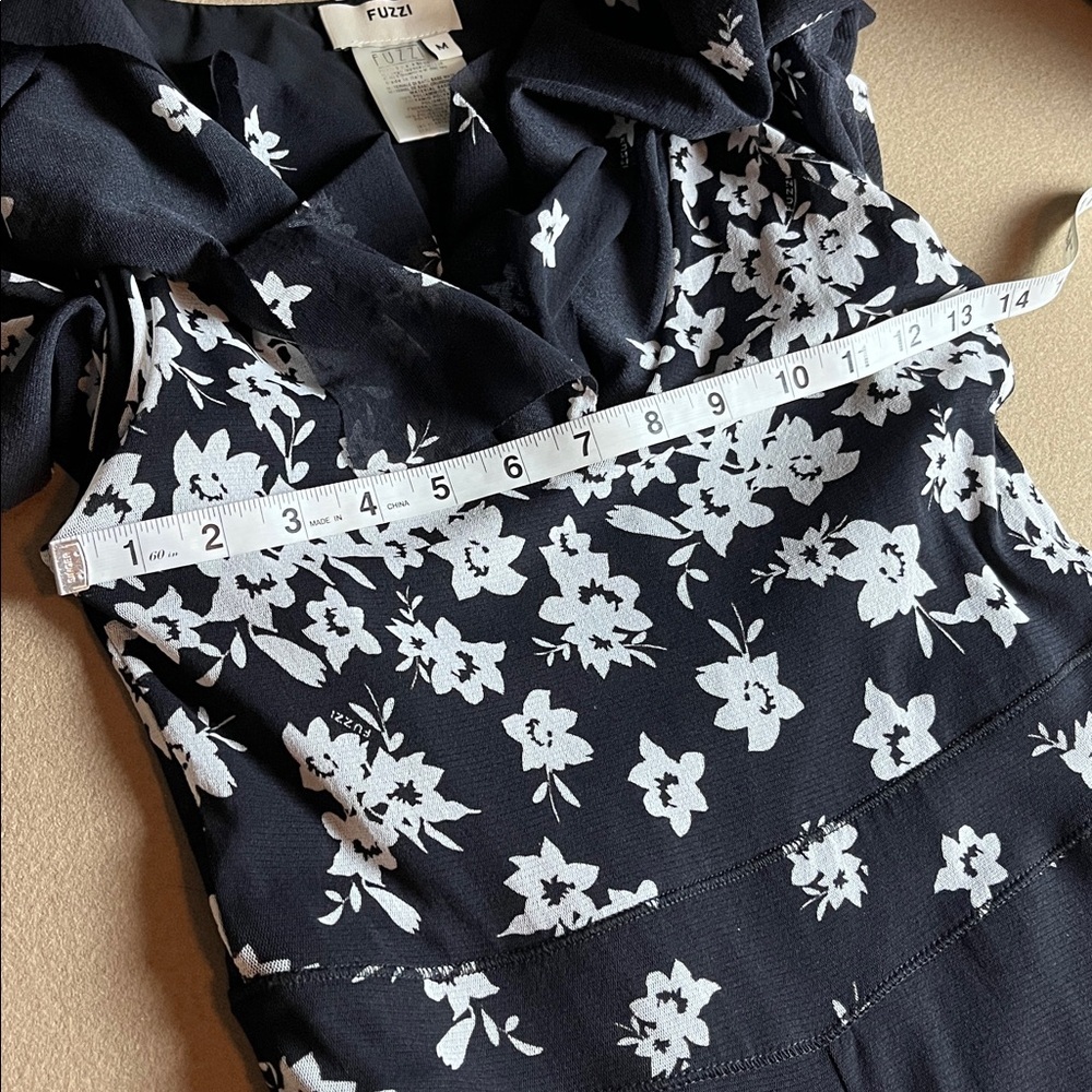FUZZI Italian Black Floral Wide Leg Romper- M - Picture 10 of 14